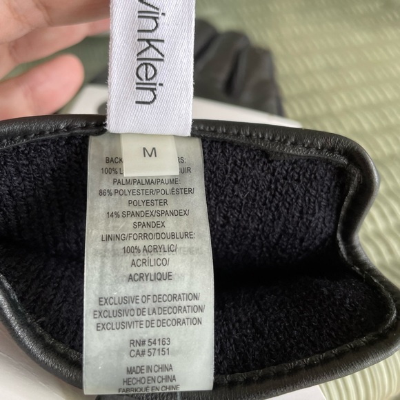 Calvin Klein Black Leather Gloves - Picture 6 of 9